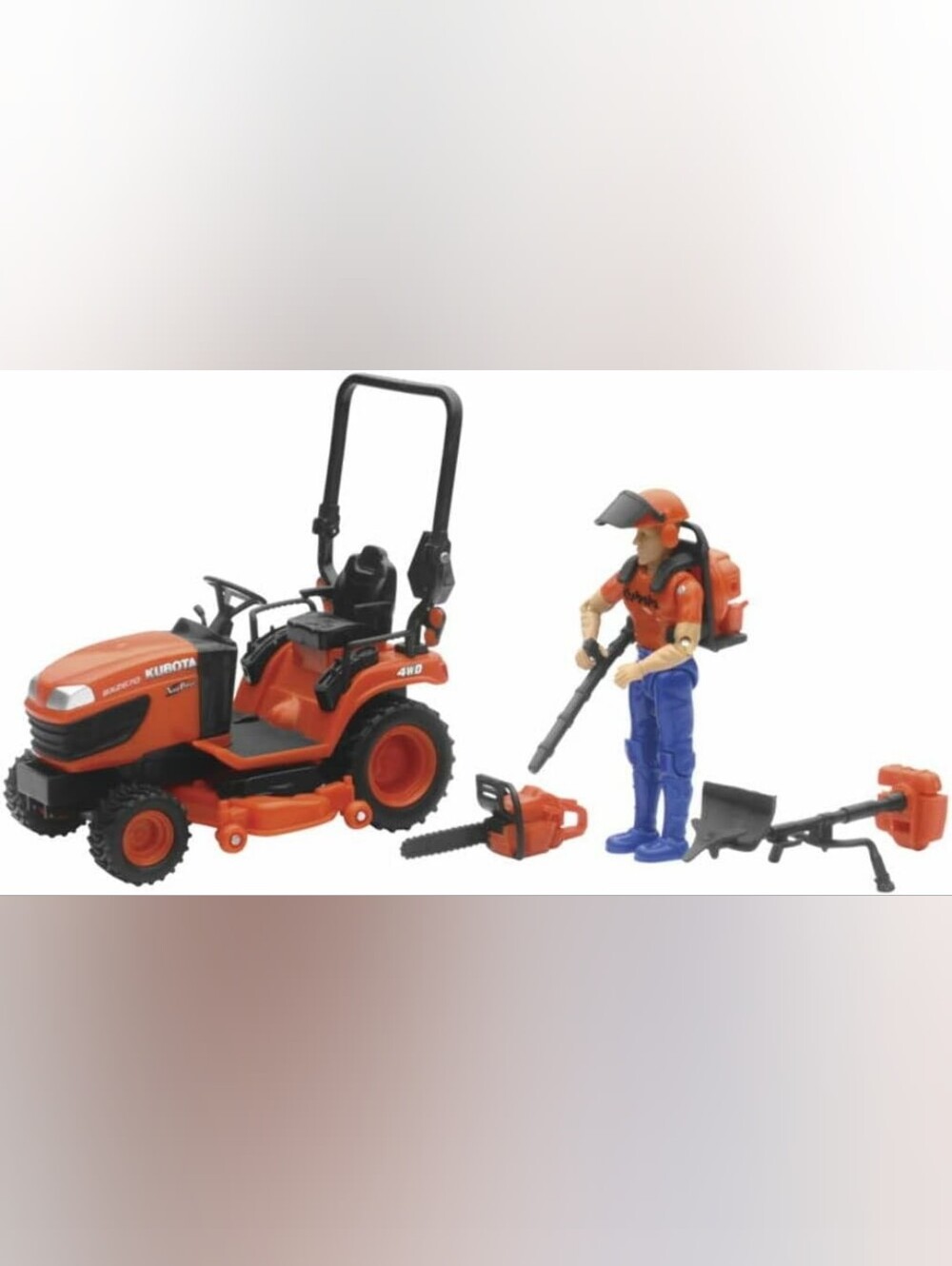1/18 Scale Kubota BX2670 Lawn Tractor Model with Figure & Accessories